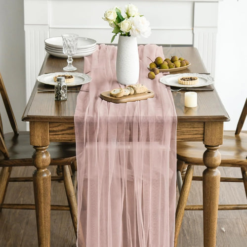Chemin de table gaze transparente blanc mariage fête - vue 5 sur 6