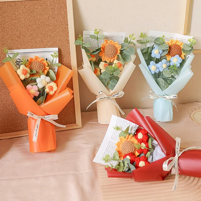 bouquet de tournesols au crochet fait main pour cadeaux et décorations - vue 3 sur 13