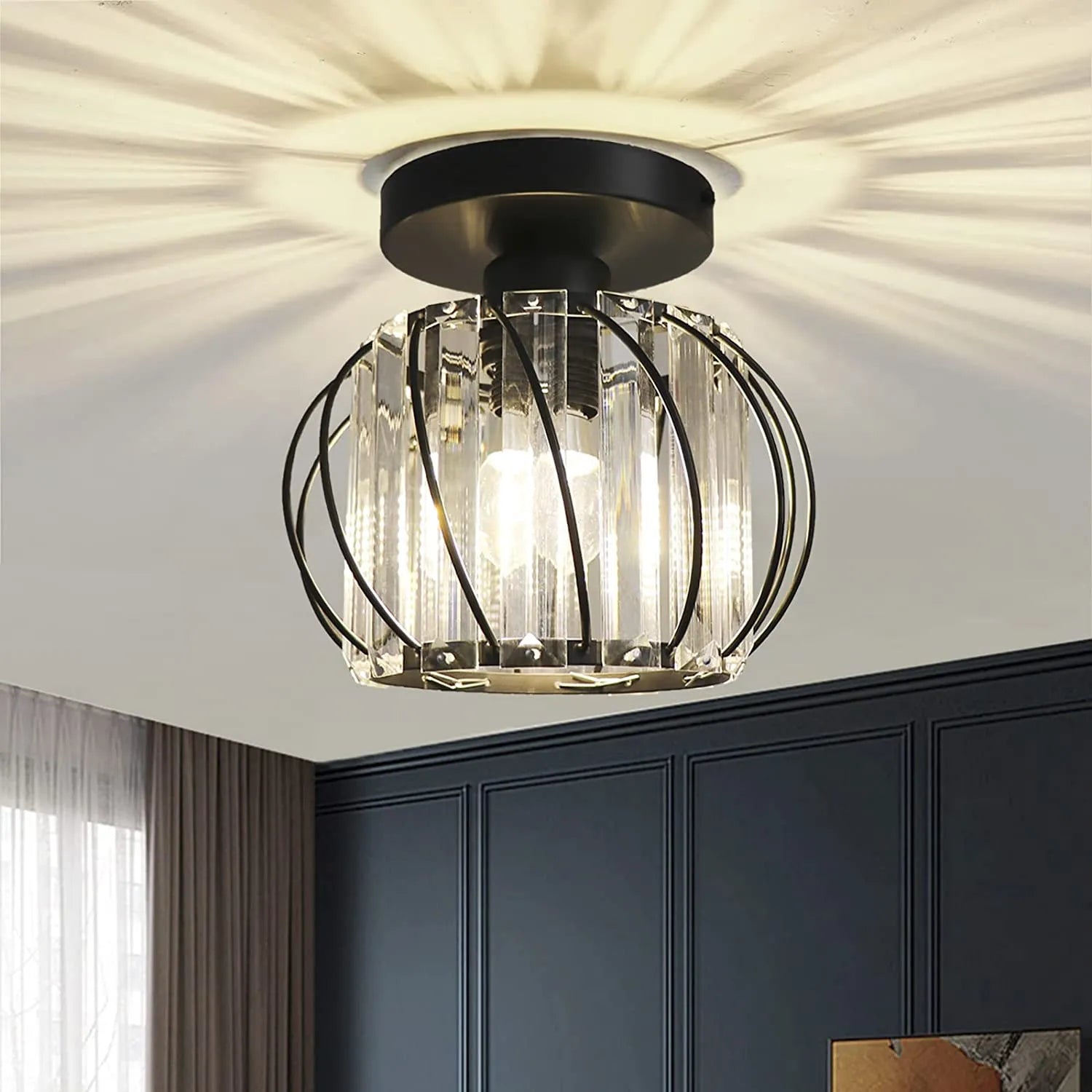 plafonnier cristal moderne led plafond cuisine - vue 2 sur 8