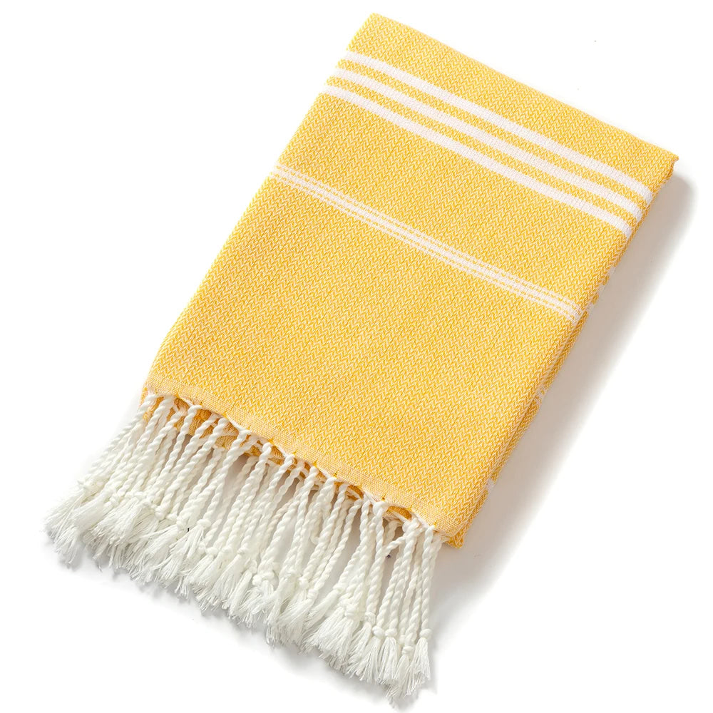 serviette de plage turque rayee franges coton absorbant