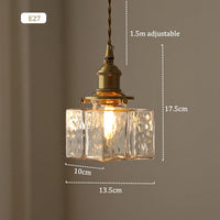 Rétro carré en verre pot suspension Vintage lampe à LED abat-jour lustre pour salle à manger chambre Table de chevet éclairage créatif