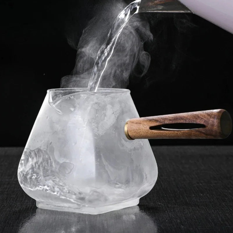 Théière verre borosilicate poignée bois résistante chaleur - vue 4 sur 7