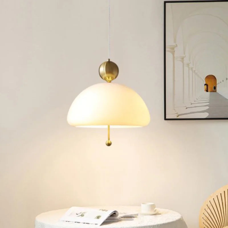 lampe led suspendue esthétique en verre champignon nordique - vue 7 sur 11