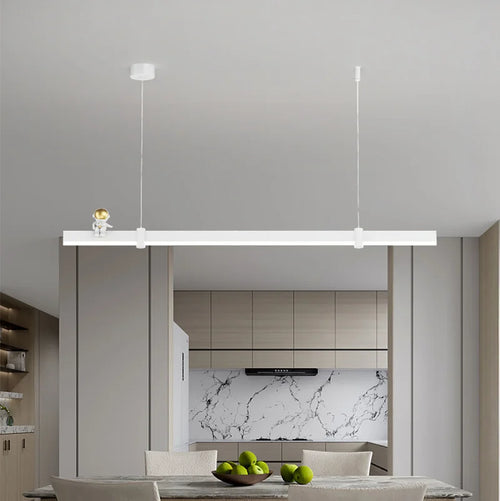 suspension led minimaliste moderne en acier brossé noir