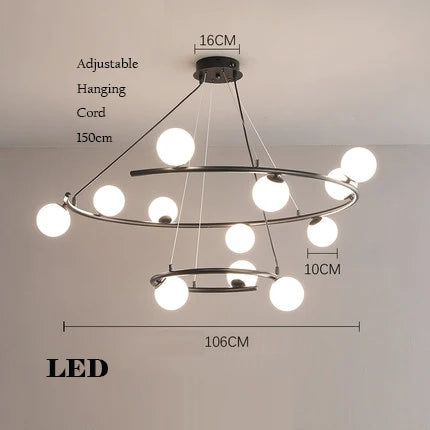 lustre créatif en fer et verre pour décoration élégante - vue 9 sur 16