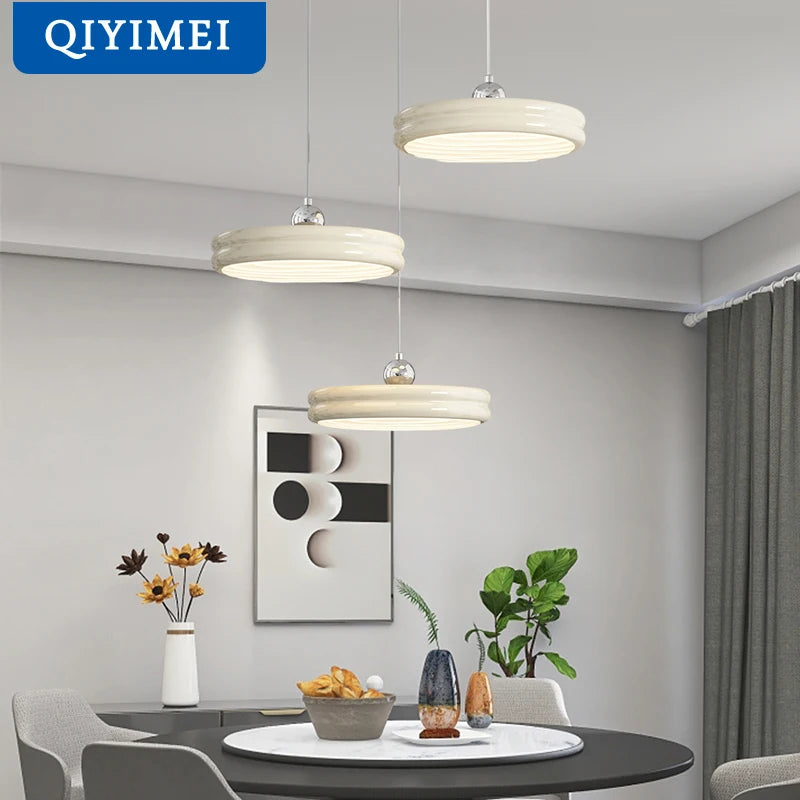 Suspension de luxe moderne dimmable avec abat-jour circulaire en fer - vue 3 sur 18