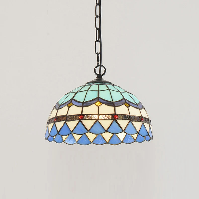lustre rétro en verre teinté style méditerranéen pour restaurant et hall - vue 2 sur 18