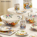 Assiette ceramique motif citrouille lapin style jardin