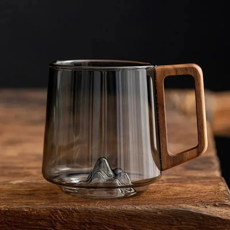 Tasse à thé verre borosilicate poignée bois maison - vue 6 sur 7