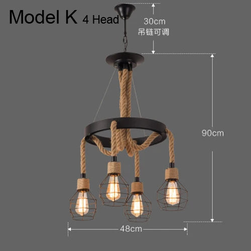 suspension rustiques industrielles avec corde pour intérieur - vue 10 sur 21