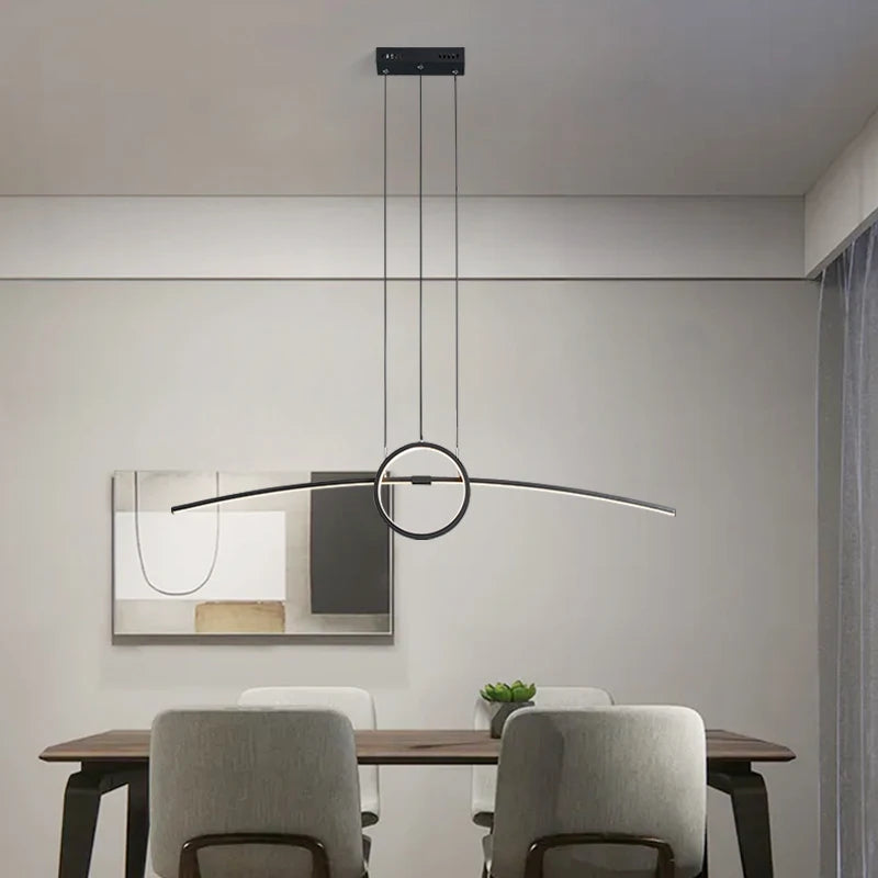 suspension led moderne pour éclairage intérieur design élégant - vue 3 sur 8
