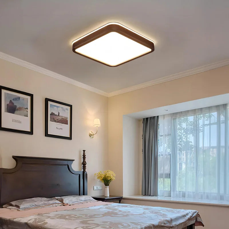 Walnut Wood Ceiling light, Wabi-sabi Simple Modern Vintage style, Bedroom lighting for Bathroom, Bedroom, dining room, Study - vue 4 sur 16