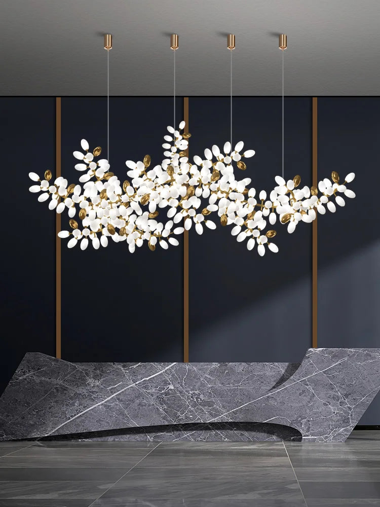 Lustre en verre blanc de luxe postmoderne - vue 2 sur 10