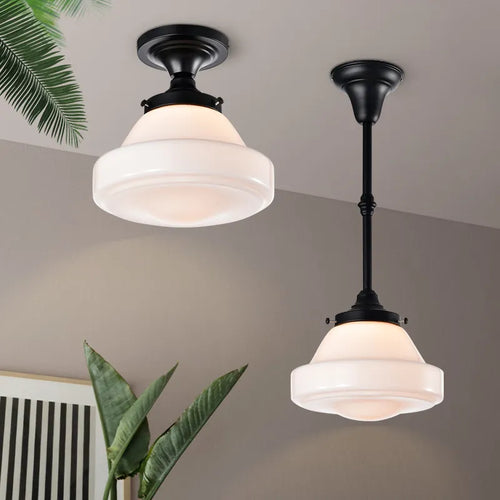 Plafonnier Vintage pour chambre à coucher cuisine salle d'étude lumière en verre noir lampe suspendue industrielle lampes de loft intérieur nordique