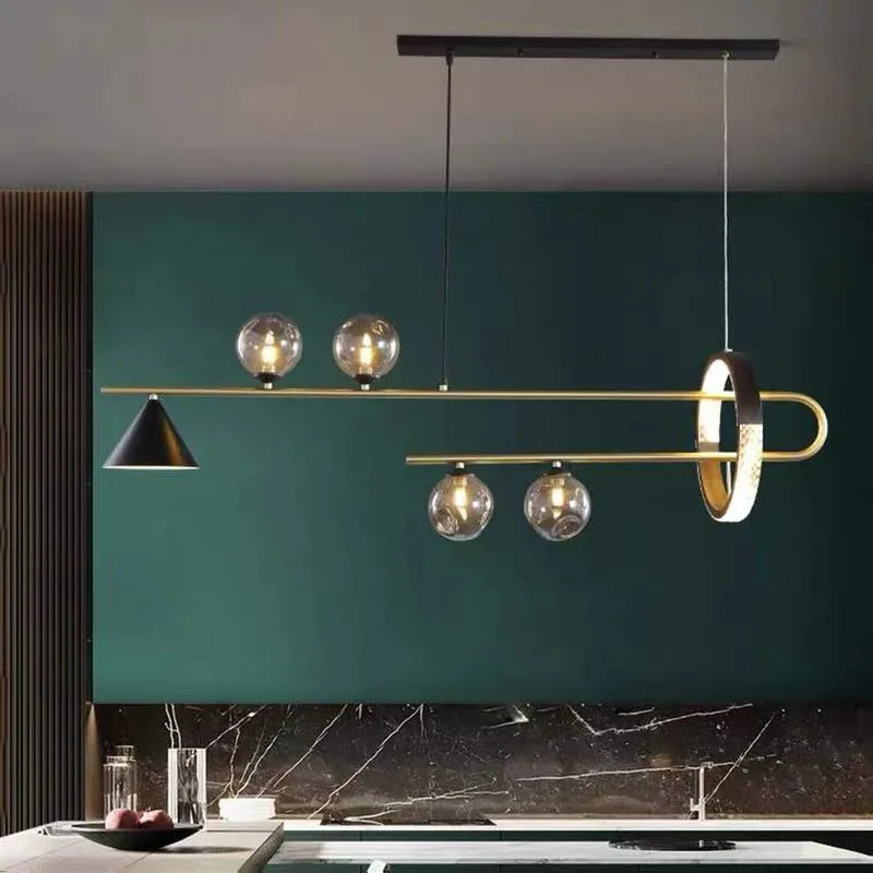 lustre style nordique moderne avec ampoule led en verre