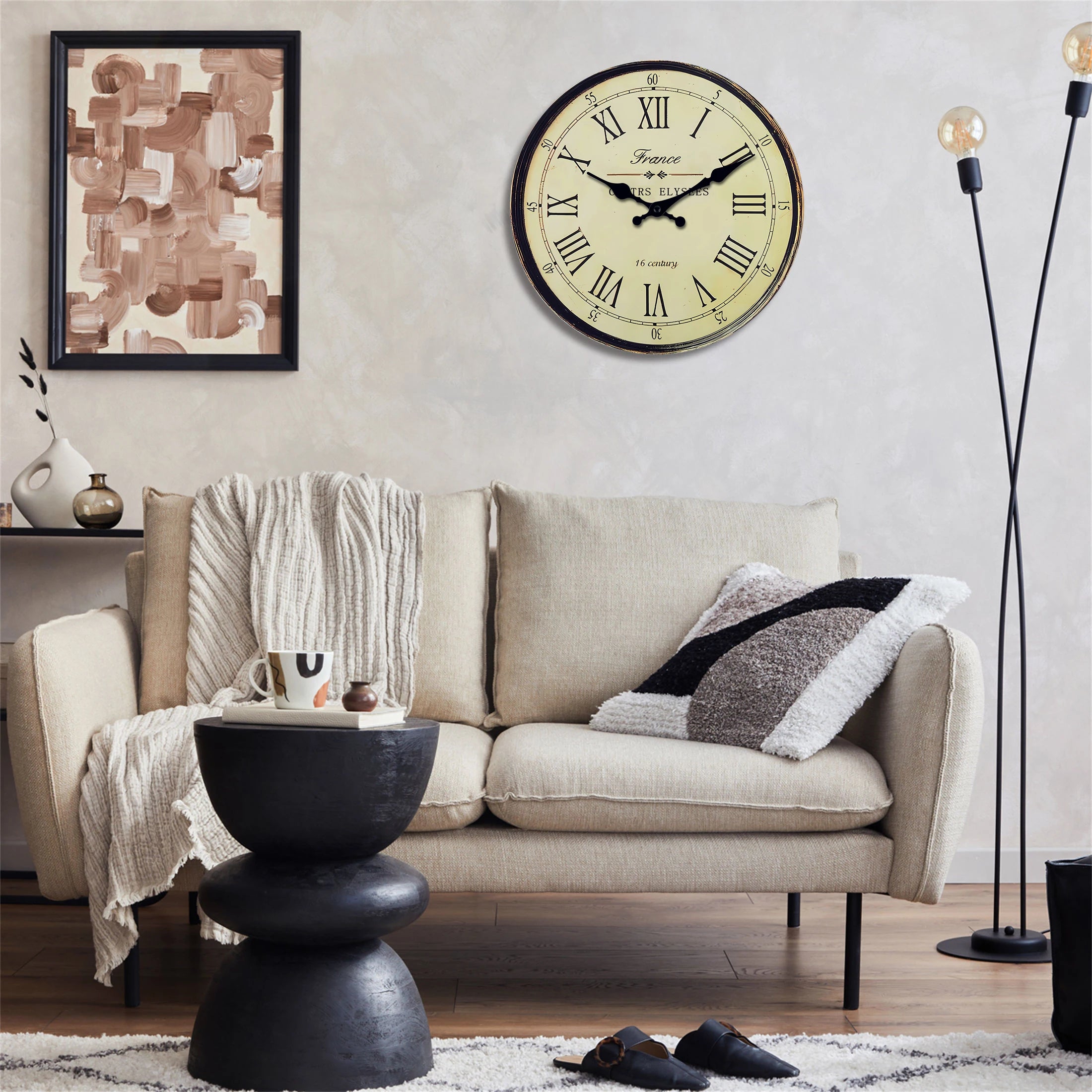 horloge murale en bois style 16e siècle décoration silencieuse cadeau idéal - vue 8 sur 7