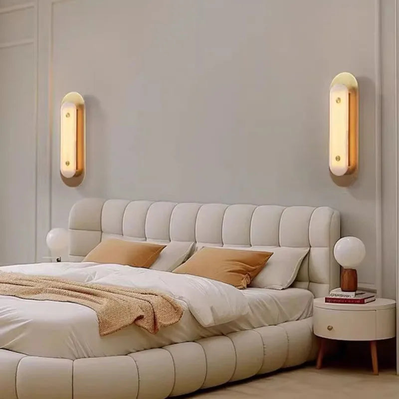 applique murale en marbre naturel ellipse art déco 3000k - vue 4 sur 8