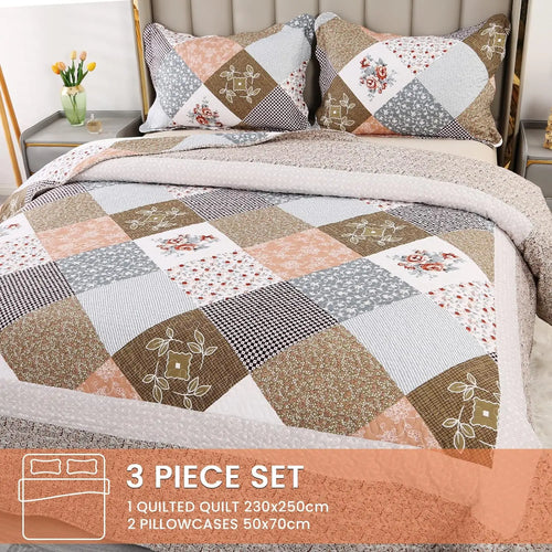 （Kostenloser Versand）Tagesdecke Patchwork 220x240cm, Bettüberwurf 230x250cm für Doppelbett, Gesteppte Patchworkdecke - vue 6 sur 6