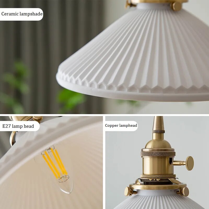 Suspension en céramique et cuivre au design nordique Vintage - vue 6 sur 8