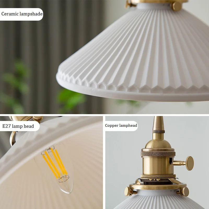 Suspension en céramique et cuivre au design nordique Vintage - vue 5 sur 8