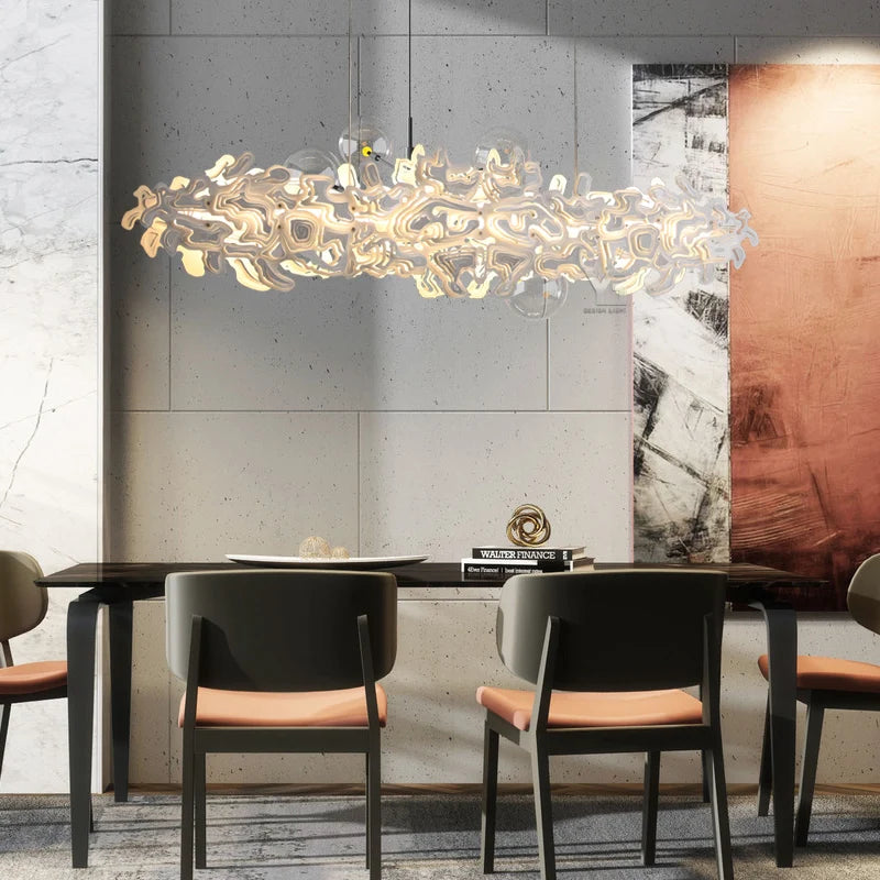 lustre de luxe postmoderne nordique en acier inoxydable pour intérieur - vue 3 sur 5