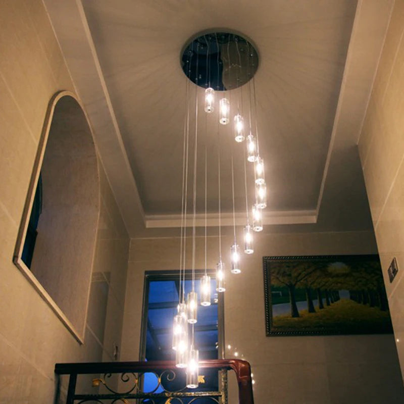 suspension moderne en cristal avec éclairage LED spiralé - vue 5 sur 10