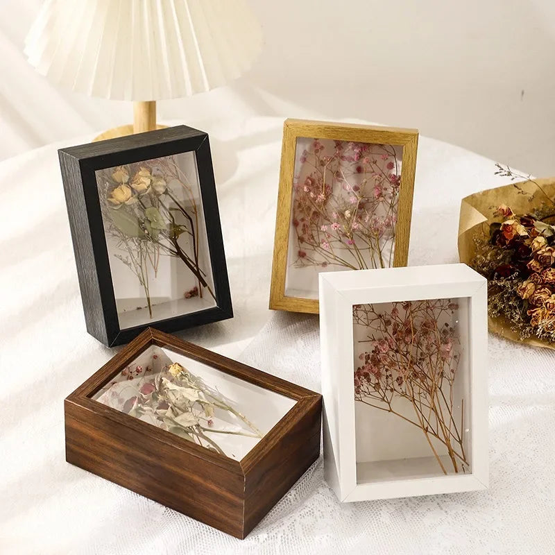 cadres photo en bois 3d support fleurs séchées fait main décoration - vue 4 sur 14