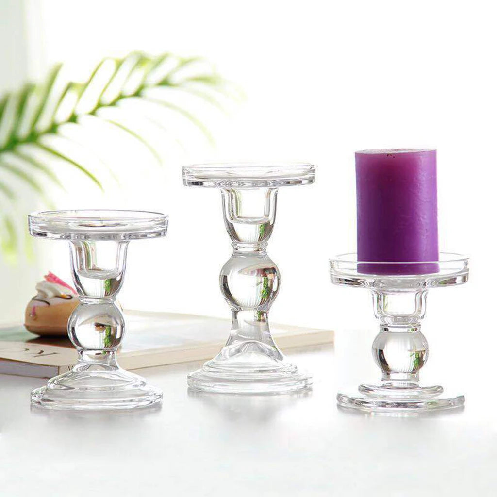 bougeoirs en verre transparent pour décoration intérieure et événements - vue 5 sur 9