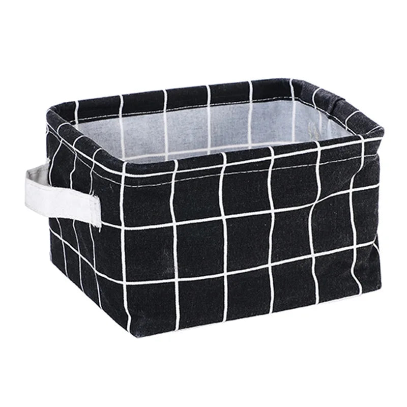 panier de rangement pliable en toile avec poignée coton et lin - vue 15 sur 22