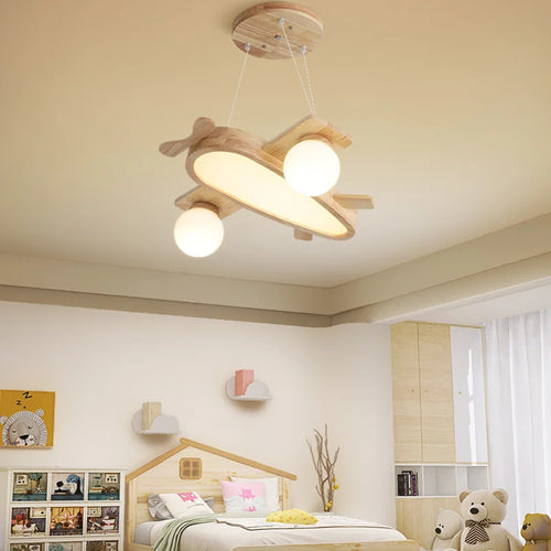 Kronleuchter aus Holz für das Kinderzimmer dekorative Pendelleuchte - vue 3 sur 15
