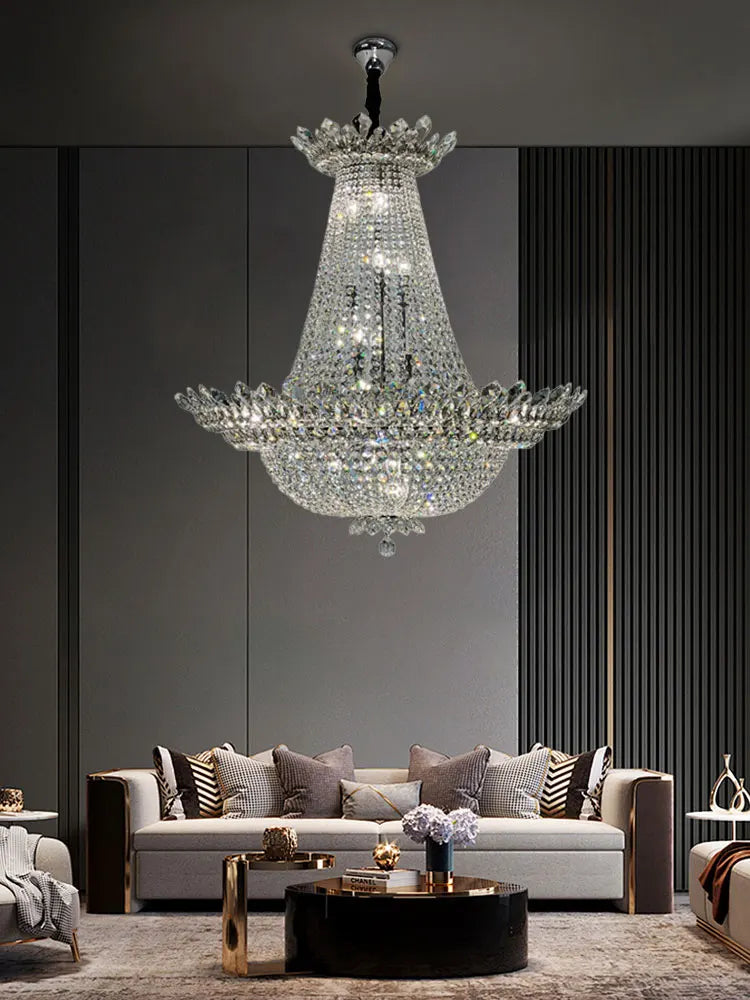 lustre led k9 cristal à intensité variable design moderne 2024 - vue 5 sur 16