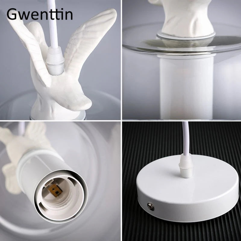 Moderner dekorativer Kronleuchter aus Glas im Enten-Vogel-Stil - vue 6 sur 7
