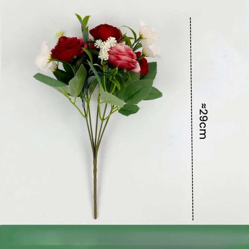 bouquet de roses artificielles en soie pour décoration intérieure