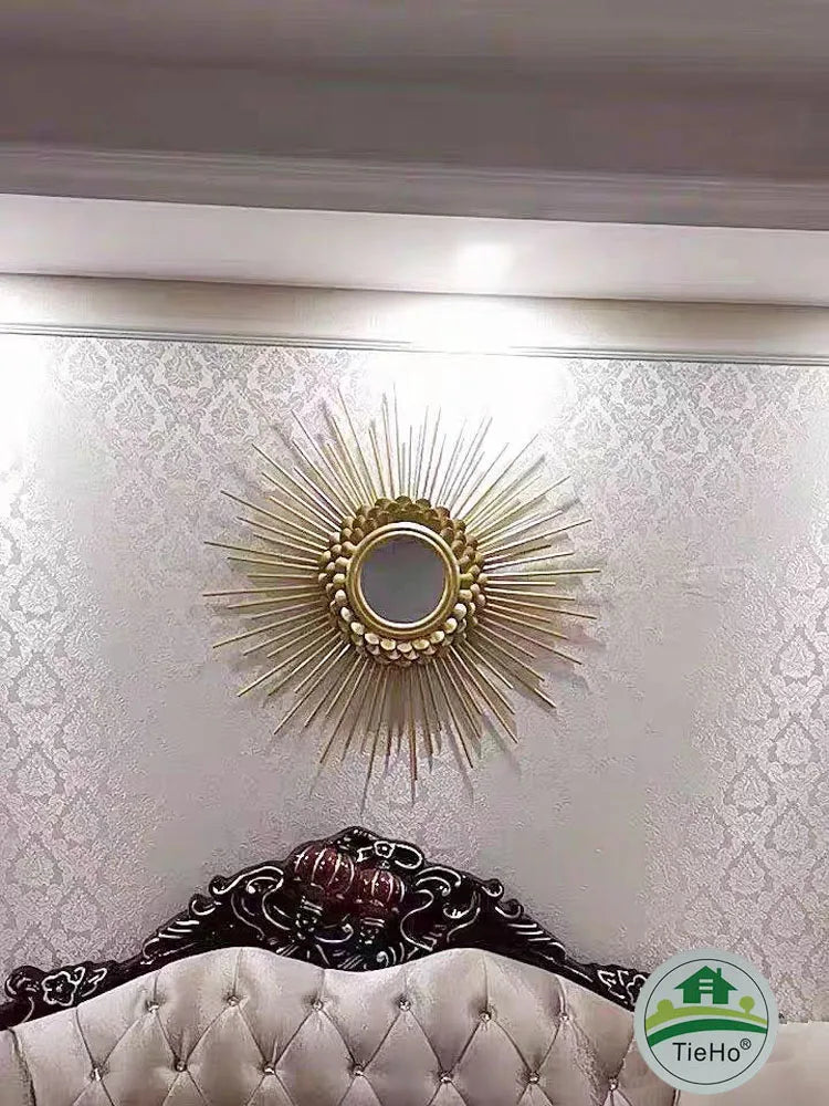 Creative Iron Golden Pendant for Living Room, Luxury Wall Hanging Mirror, Home Hallway Decor, Metal Wall Artistic for Bedroom