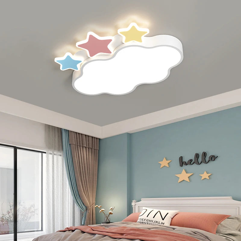 Kreative LED-Deckenleuchte für das Kinderzimmer mit Flugzeug- und Wolkenmotiv - vue 5 sur 11