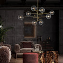 SANDYHA Art moderne boule de verre lustres Design nordique noir or lampe à LED pour salon chambre décor à la maison suspension