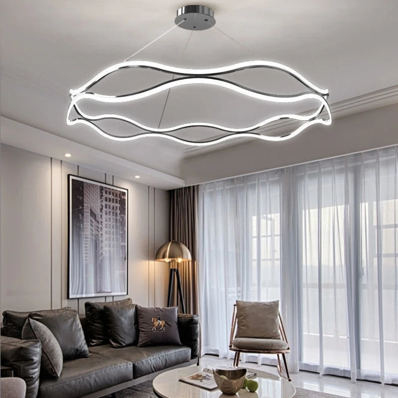 Lustre Nordique LED Lumière Pour Chambre Salon Salle à manger De Luxe Anneau Suspension Décor À La Maison - vue 6 sur 22