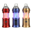 Solar Powered 4-in-1 Flame Waterproof Led Camping Lantern Light& Magic Ball Disco Lamp Flashlight for Tent,Party