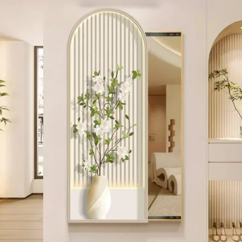 miroir carré nordique décoratif avec cadre floral esthétique - vue 6 sur 9