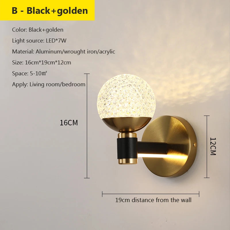 Luxuriöse LED-Wandleuchte mit modernem, dekorativem Design für warmes Ambiente
