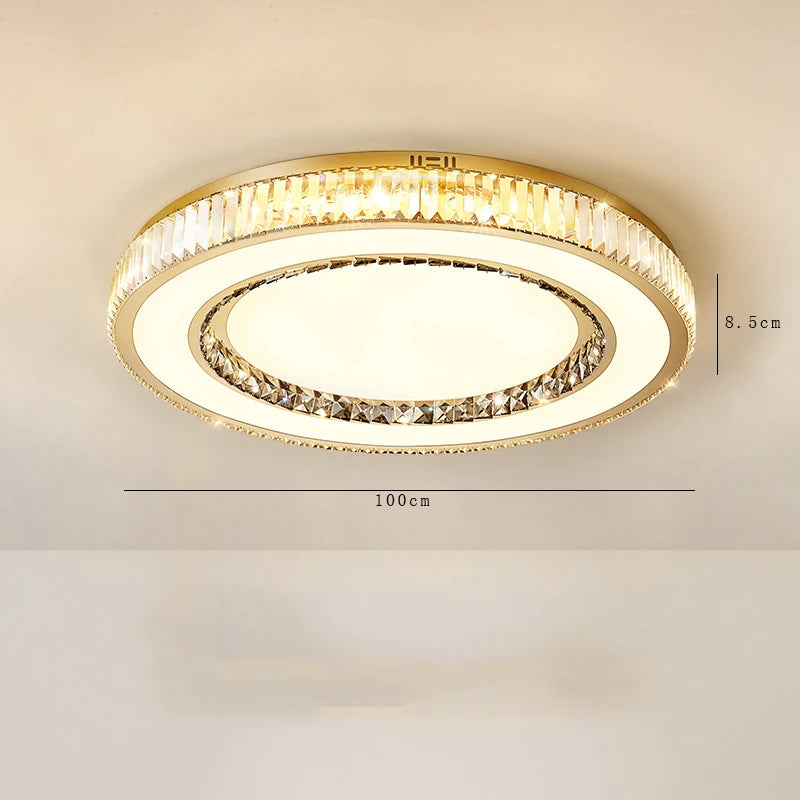 Runder luxuriöser Kristallglas-LED-Kronleuchter modern Gold