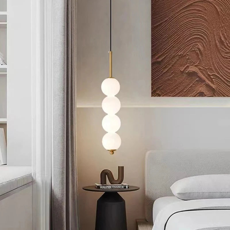 Suspension design boules en verre nordique led cuivre vent gourde décoration - vue 5 sur 14