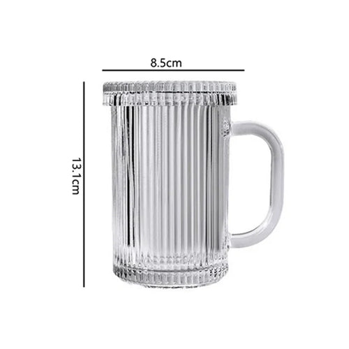 Tasse verre minimaliste avec couvercle et anse