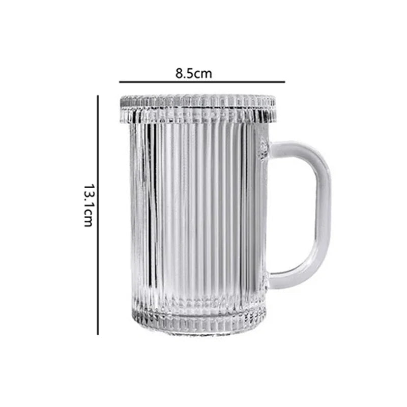 Tasse verre minimaliste avec couvercle et anse