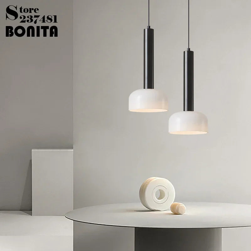 lustre moderne en verre laiteux pour éclairage intérieur décoratif - vue 3 sur 8