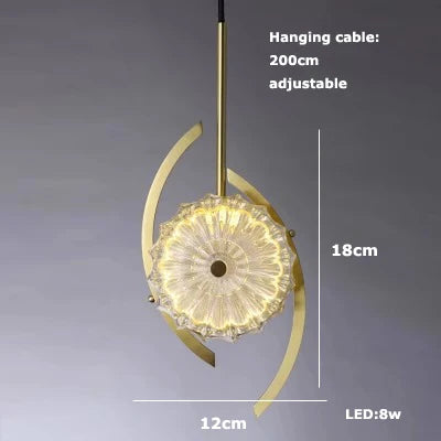 suspension en verre cristal art déco avec éclairage led - vue 12 sur 25
