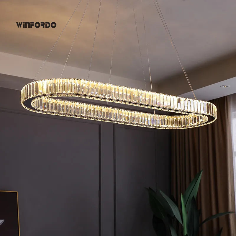 Suspension ovale en cristal de luxe