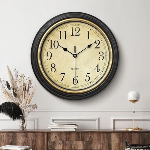 horloge murale vintage silencieuse facile à lire chiffres romains arabes - vue 2 sur 7