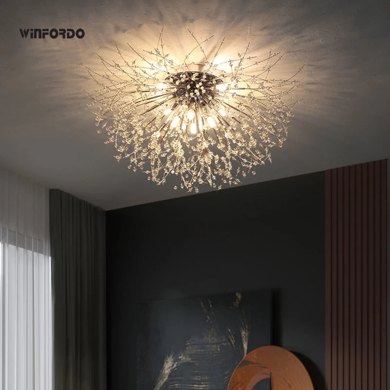 lustre led 	 avec branches de cristal winfordo en stock - vue 7 sur 18