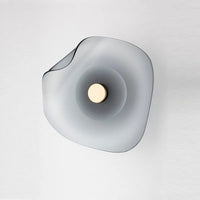 Runde Wandleuchte aus grauem Glas